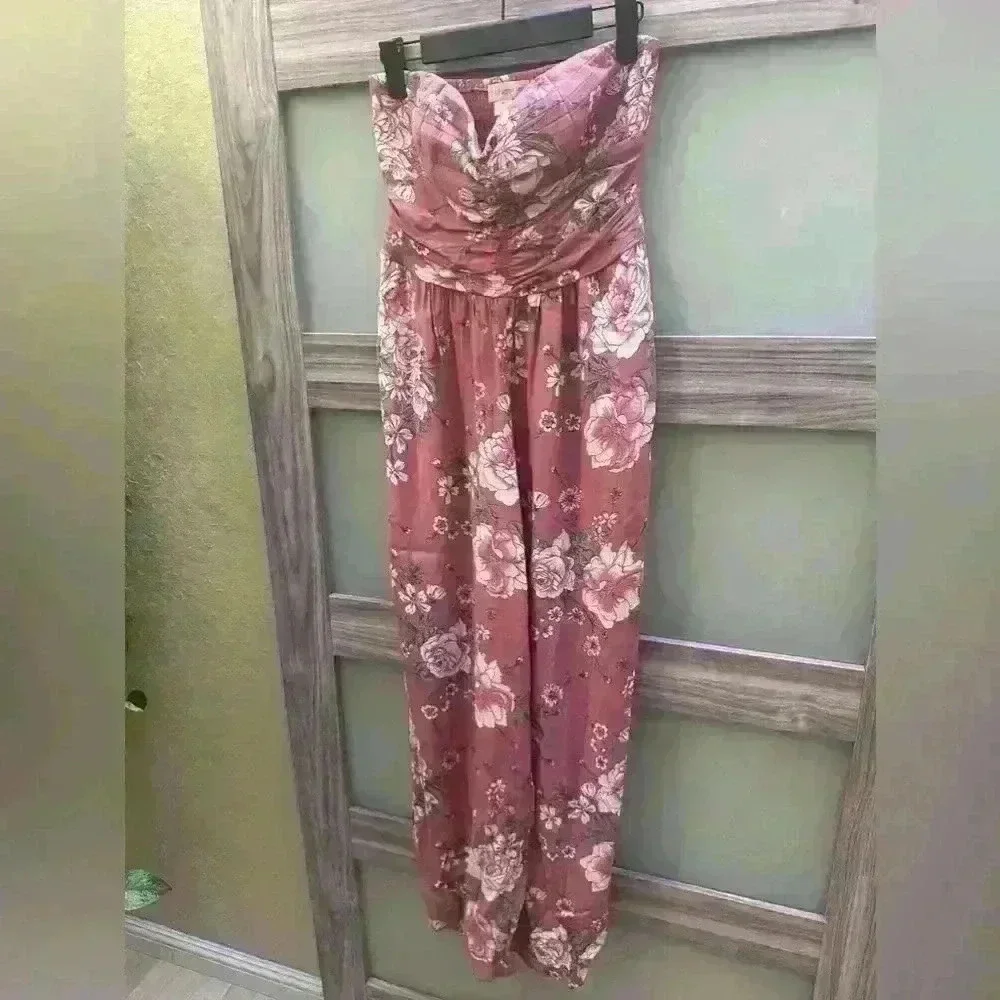 Band of Gypsies Floral Strapless Jumpsuit Size M ♥️ - Picture 3 of 8